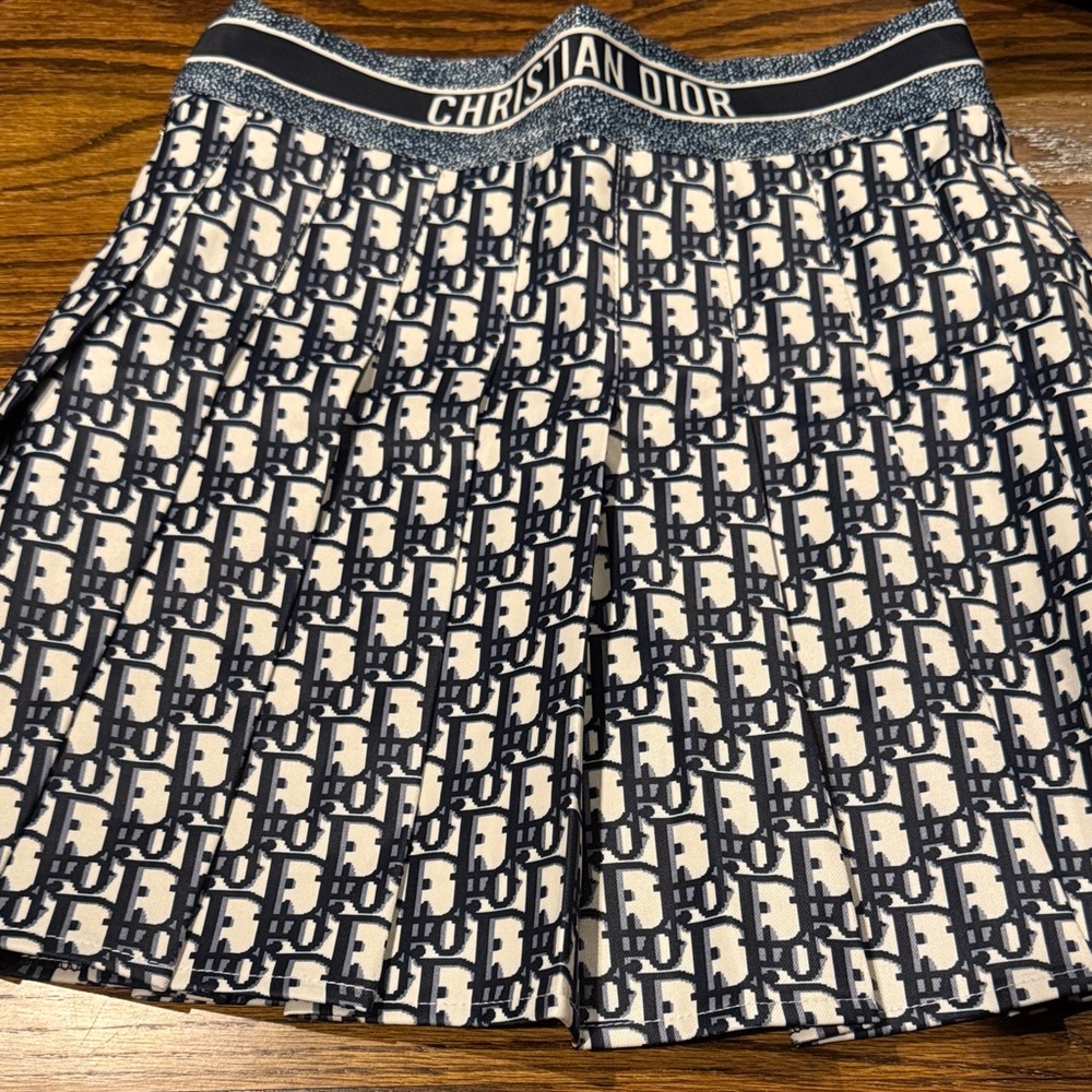 Christian Dior Navy & White Monogram Pleated Skort